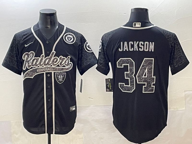 Men 2025 Oakland Raiders #34 Jackson Black Joint Name Nike Limited NFL Jersey style 3